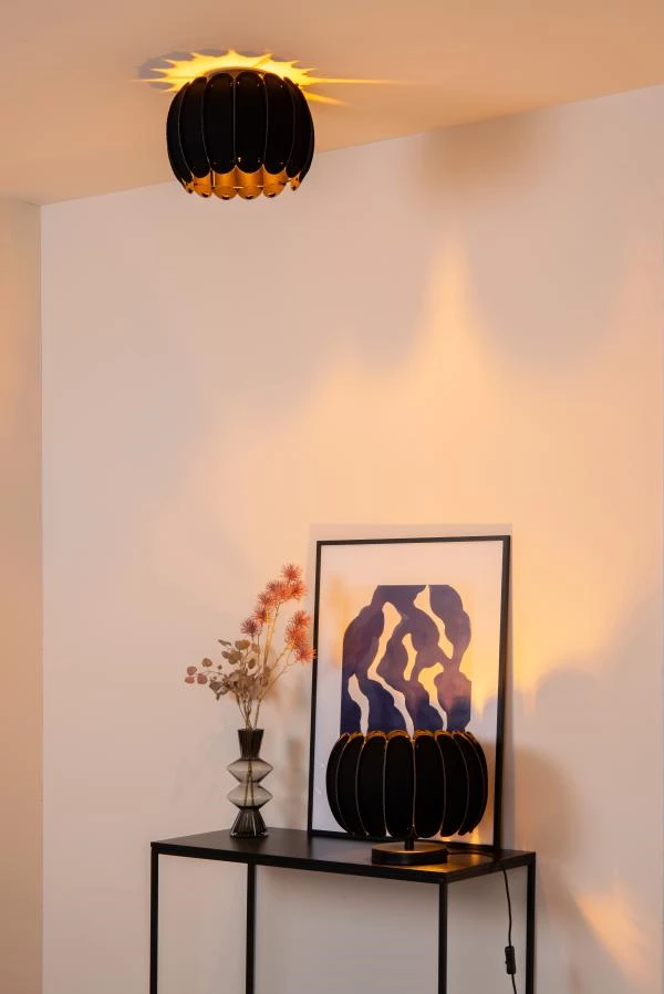 Lucide SPENCER - Flush ceiling light - Ø 30 cm - 1xE27 - Black - ambiance 2